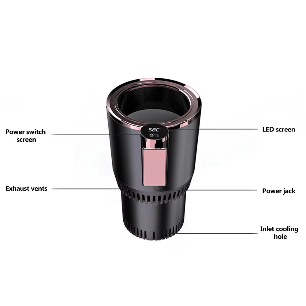 Smart Display Car Cup Holder Cooler